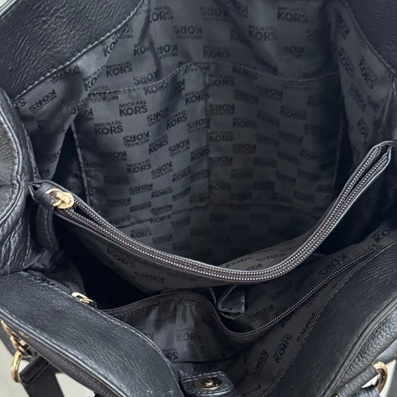 Michael Kors Large Black Studded Satchel with Gold Details - Picture 7 of 12